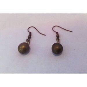 Vintage Bronze Colored Bead Hook Drop Dangle Earrings